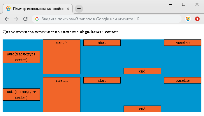 Пример использования свойства align-self (для grid элементов).