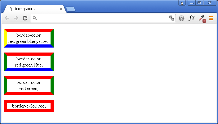 Пример указания цвета границ.